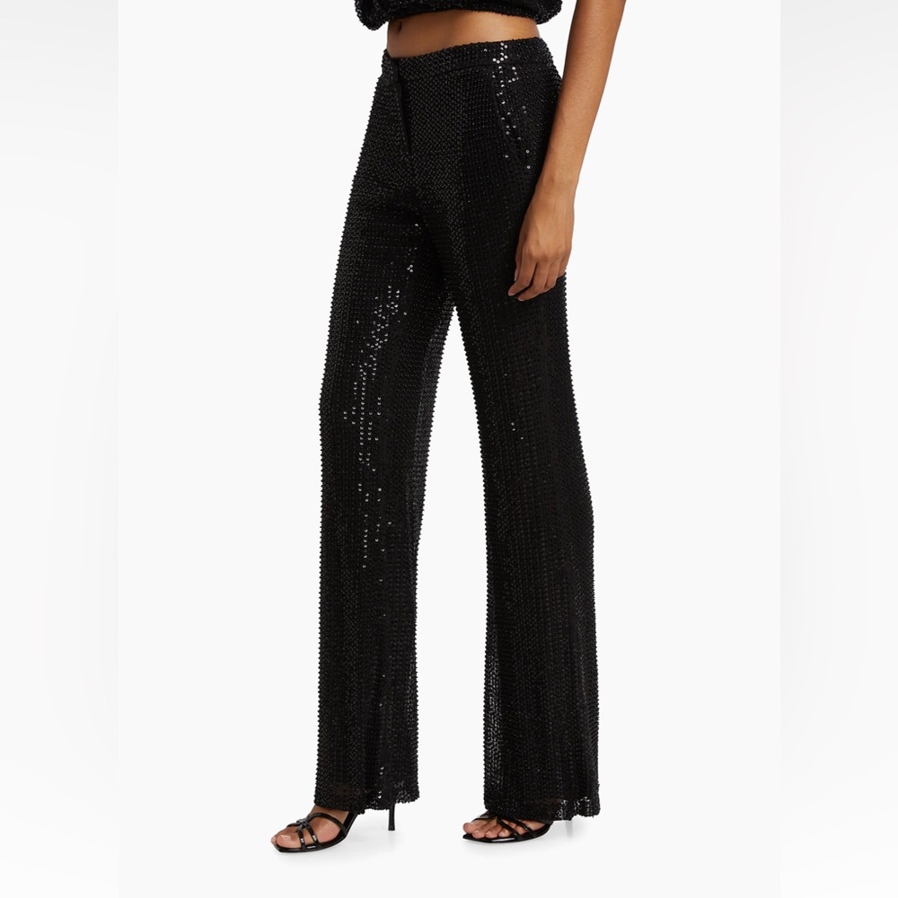 RAMY BROOK***Olivian Black Sequin Straight Leg Pants***US 4 $345 NWT
